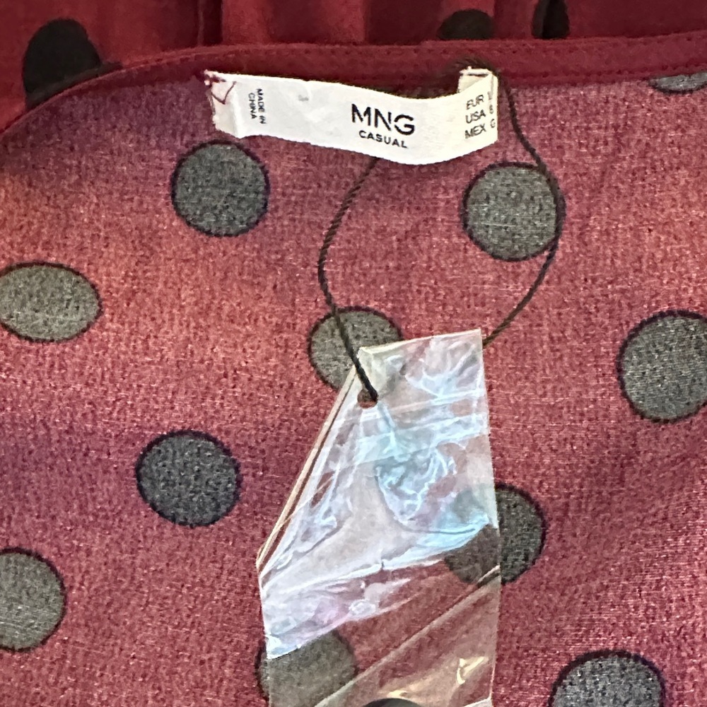 Mango Burgundy Black Polka Dot Mod Pinup Retro Button Maxi Dress Size 8 New! - Picture 9 of 11